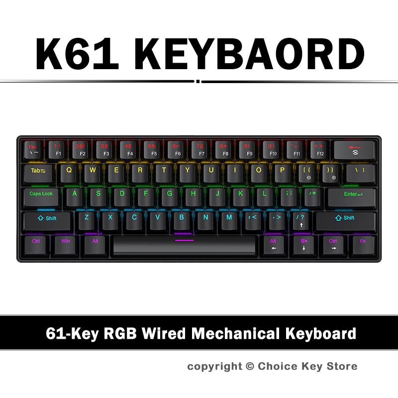 Keyboard Gaming Blue Switch - APAYADO K61 Wired Mechanical Gaming Keyboard