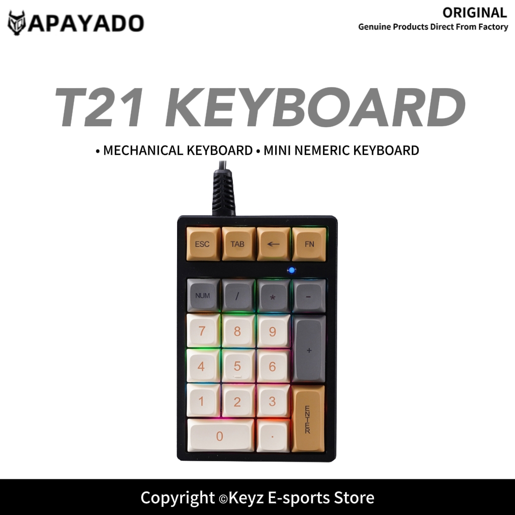 T21 Mini Number Keypad RGB Bac - Keyboard Gaming Blue Switch ulasan dan harga
