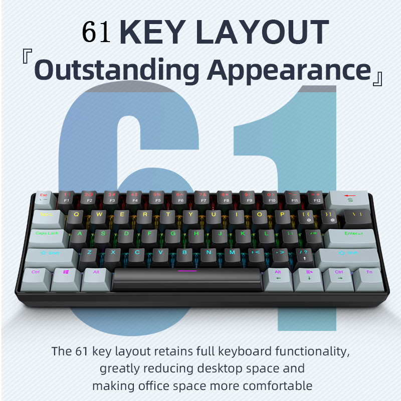 APAYADO K61 Wired Mechanical G - Keyboard Gaming Blue Switch ulasan dan harga