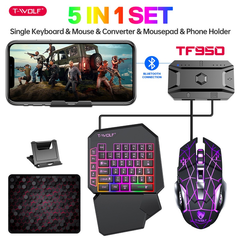 T-Wolf Tf950 5 In 1 One Handed - Gaming Keyboard 1 Hand ulasan dan harga