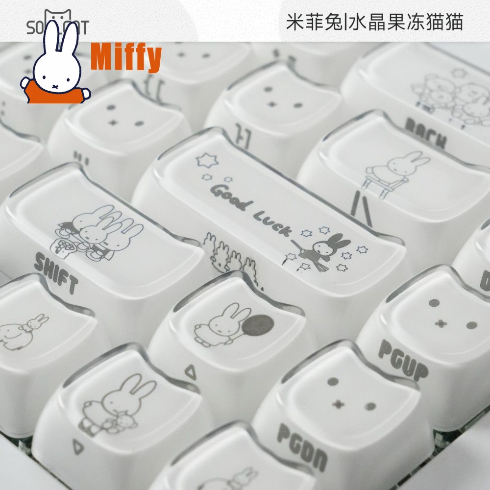 Kawaii Miffy Keycaps Cute Rabb - Gaming Keyboard He ulasan dan harga