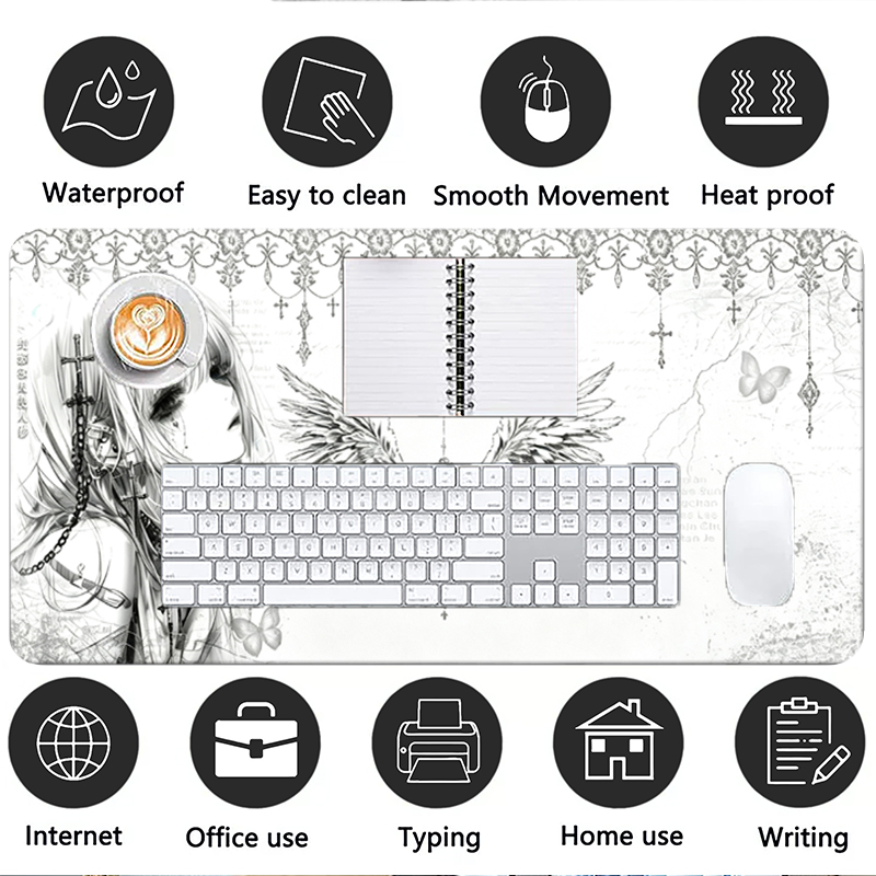 Leather Mousepad Black White A - Gaming Keyboard And Mouse Pad ulasan dan harga